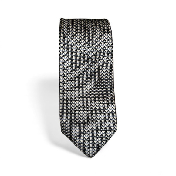 Givenchy Other - Vintage 80s Silk Givenchy Men’s Blue Cream Geometric Print Tie
